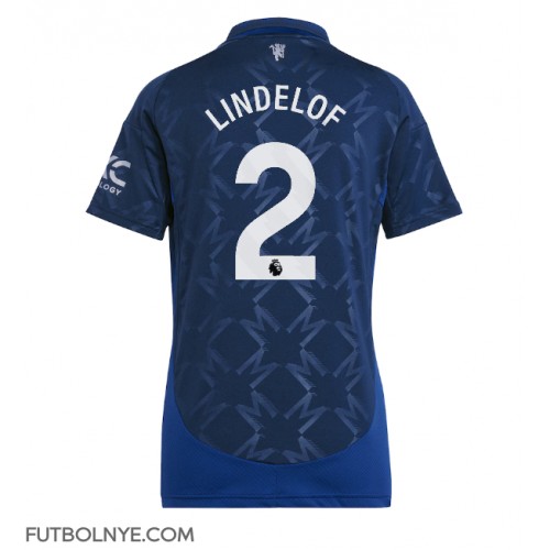 Camiseta Manchester United Victor Lindelof #2 Visitante Equipación para mujer 2024-25 manga corta